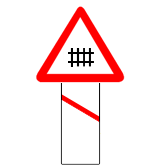 Which Sign denotes "Guarded Railway Crossing 50-100 meters"?
