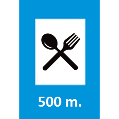 Which Sign denotes "Eating Place Ahead"?