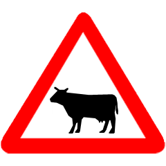 Which Sign denotes "Animals on Road"?
