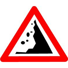 Which Sign denotes "Falling Rocks"?