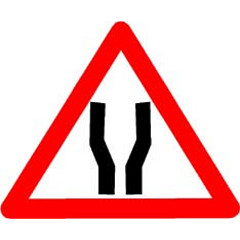 Which Sign denotes "Road Widens Ahead"?